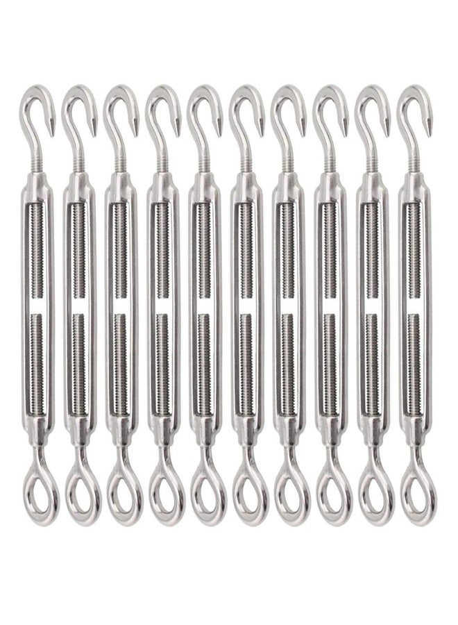 Lsqurel Turnbuckle Lsqurel 10PCS 304 Stainless Steel Turnbuckle Hook and Eye Heavy Duty M4 M6 M8 M10 Tensioner Adjustable Shade Sail Hardware for Tightening up Metal Cable Wire 5/32 1/4 5/16 3/8 - Image 1