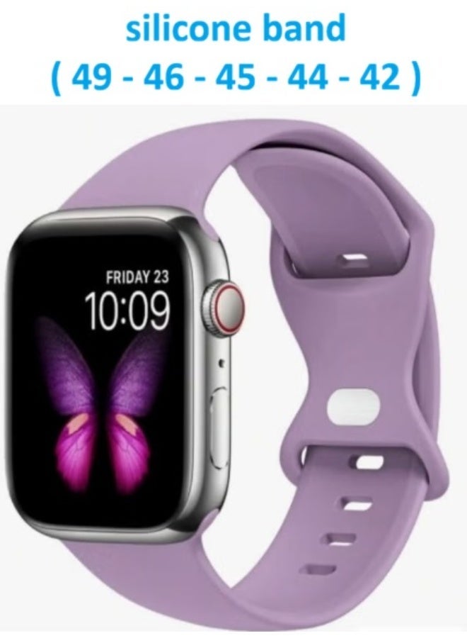 سوار رياضي من السيليكون متوافق مع سوار ساعة أبل بمقاسات 42 مم، 44 مم، 45 مم، 46 مم، 49 مم - موف فاتح - Image 1