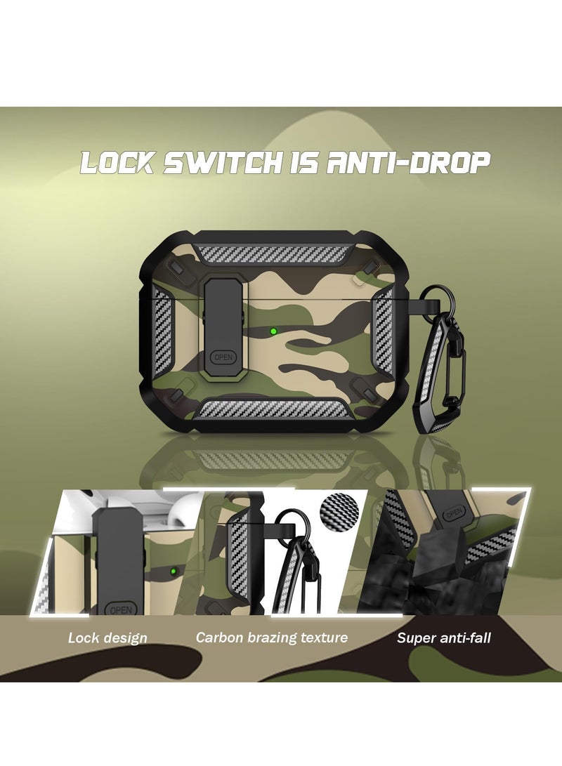 AirPods 4 Case with Lock, AirPods 4th Generation Case Cover with hook Shockproof AirPod Gen 4 Protective Cases with Keychain Compatible with Apple AirPods4 2024 (Black Camou) - Image 2