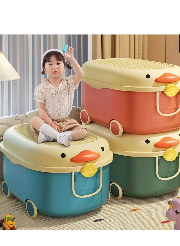Kids Toy Storage Box Toy Storage Organizer Kids Clothes Storage Bin with Wheels and Handle for Store Clothes Toys and Food（Blue） - Image 3