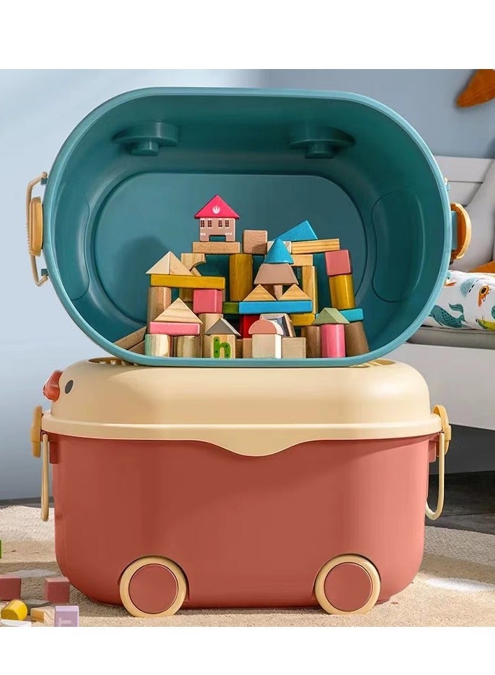 Kids Toy Storage Box Toy Storage Organizer Kids Clothes Storage Bin with Wheels and Handle for Store Clothes Toys and Food（Blue） - Image 4