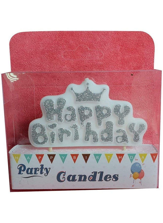 Funcart Funcart Silver Crown Happy Birthday Candle for Half Birthday/ 1st Birthday/Birthday boy/Birthday Prince/Cake Topper/Cake Decoration  - Image 3