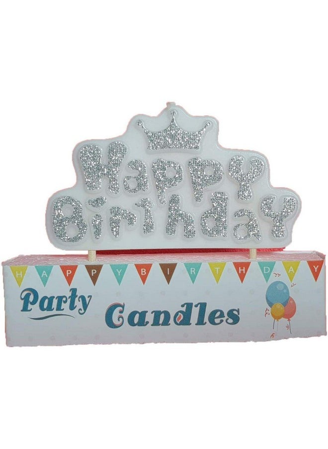 Funcart Funcart Silver Crown Happy Birthday Candle for Half Birthday/ 1st Birthday/Birthday boy/Birthday Prince/Cake Topper/Cake Decoration  - Image 1