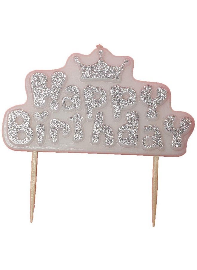 Funcart Funcart Silver Crown Happy Birthday Candle for Half Birthday/ 1st Birthday/Birthday boy/Birthday Prince/Cake Topper/Cake Decoration  - Image 2