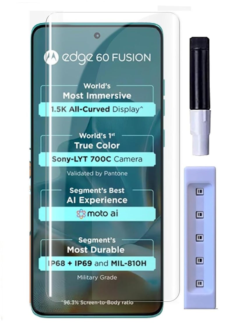 RODMED Adavnced Glue UV Curved Tempered Glass for Moto Edge 60 Fusion 5G | With HD clearity full curved edge protection and Installation Kit - Image 5