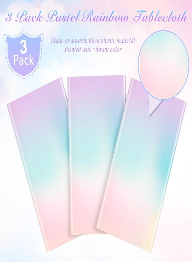 Hallswl 3Pcs Pastel Tablecloths,Plastic Rainbow Tablecloth Disposable Rectangle Unicorn Table Covers for Baby Shower, Wedding, Birthday Party, Unicorn and Princess Party Decorations, 54 x 108 Inch - Image 4