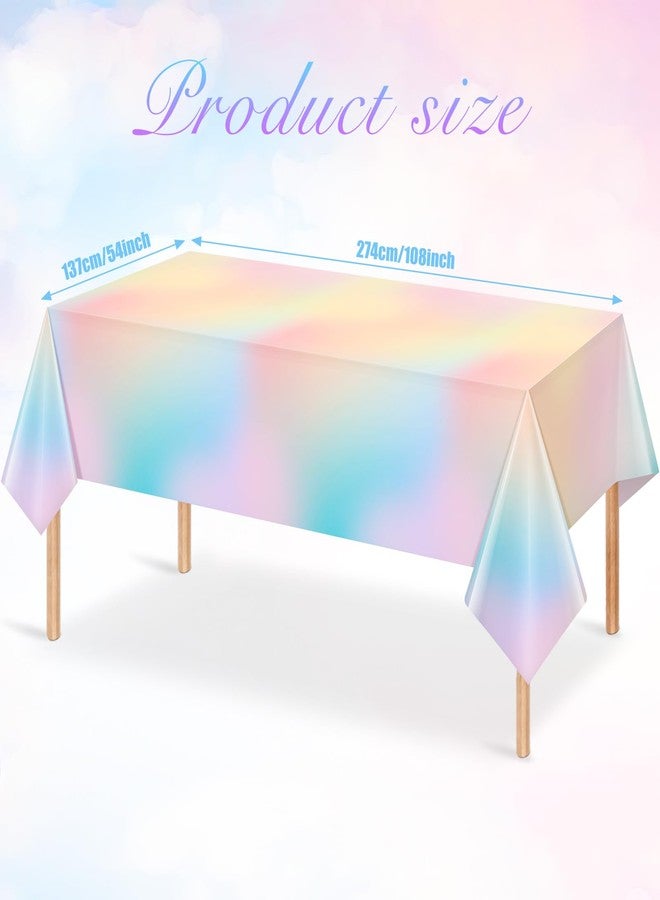 Hallswl 3Pcs Pastel Tablecloths,Plastic Rainbow Tablecloth Disposable Rectangle Unicorn Table Covers for Baby Shower, Wedding, Birthday Party, Unicorn and Princess Party Decorations, 54 x 108 Inch - Image 2