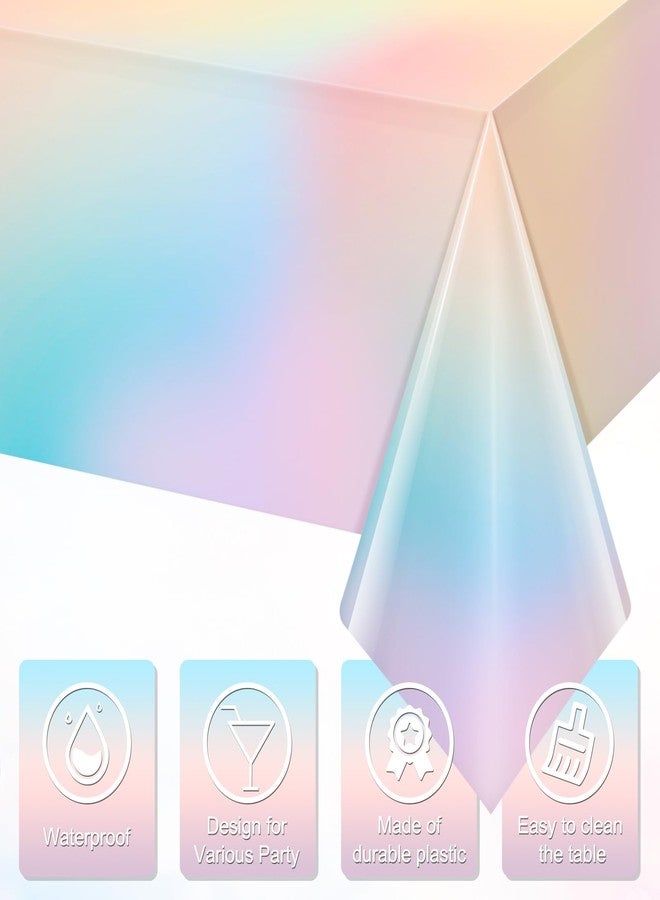 Hallswl 3Pcs Pastel Tablecloths,Plastic Rainbow Tablecloth Disposable Rectangle Unicorn Table Covers for Baby Shower, Wedding, Birthday Party, Unicorn and Princess Party Decorations, 54 x 108 Inch - Image 3