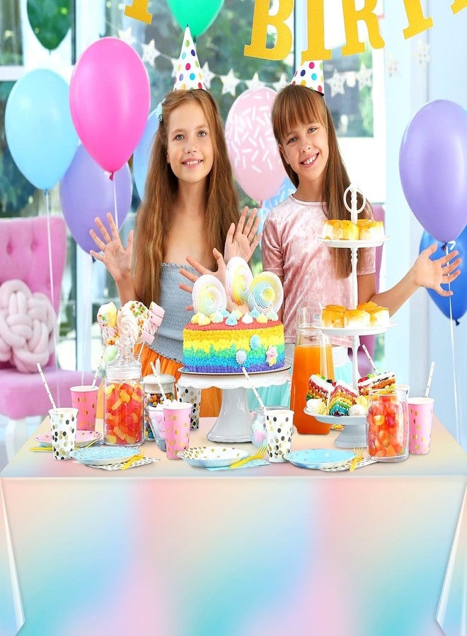 Hallswl 3Pcs Pastel Tablecloths,Plastic Rainbow Tablecloth Disposable Rectangle Unicorn Table Covers for Baby Shower, Wedding, Birthday Party, Unicorn and Princess Party Decorations, 54 x 108 Inch - Image 5