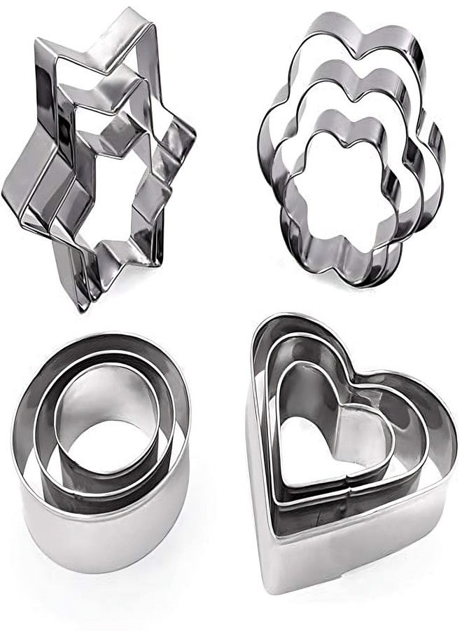 FOXTAIL Stainless Steel Cookie Cutter Set (12 Pieces) Diverse Shapes for Baking Decorating Creative Crafts - Image 1
