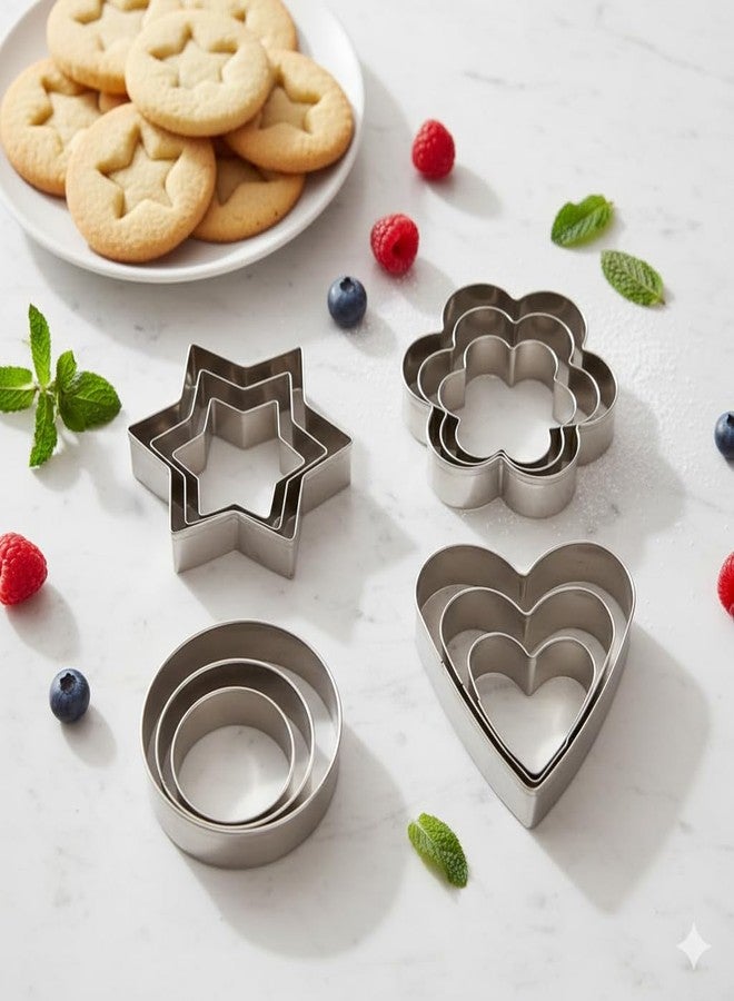 FOXTAIL Stainless Steel Cookie Cutter Set (12 Pieces) Diverse Shapes for Baking Decorating Creative Crafts - Image 2