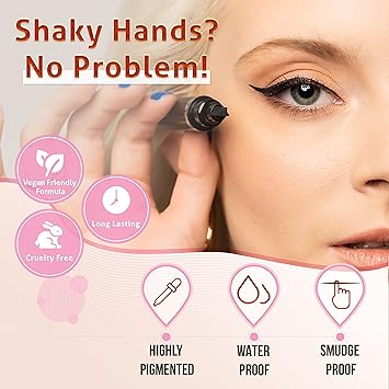 The Flick Stick قلم تحديد العيون بStamp Wingliner من Lovoir أسود مقاوم للماء ومضاد للتلطخ بأجنحة طويلة الأمد 2 قلم في العبوة 10 مم أسود منتصف الليل الكلاسيكي - Image 3