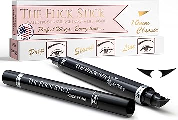 The Flick Stick قلم تحديد العيون بStamp Wingliner من Lovoir أسود مقاوم للماء ومضاد للتلطخ بأجنحة طويلة الأمد 2 قلم في العبوة 10 مم أسود منتصف الليل الكلاسيكي - Image 1
