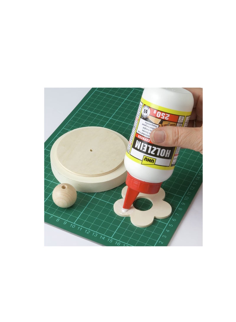 UHU HOLZLEIM EXPRESS WOOD GLUE, D2 indoor moisture resistant white glue, extremely fast, bottle,250 g, dries transparent, adhesive for DIY, building, repair and model making - Image 5