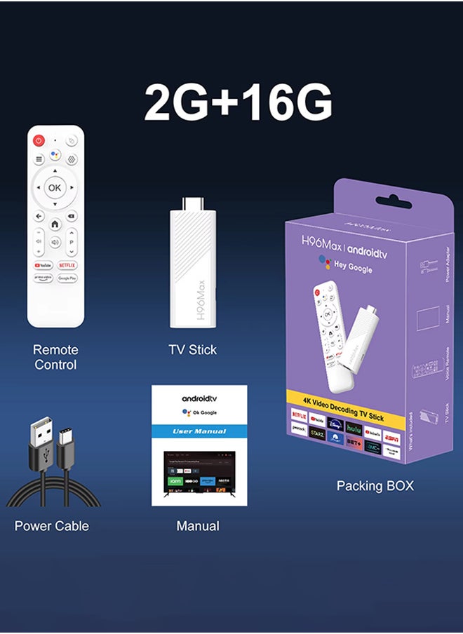 Mini TV Stick Android14 Quad Core Wifi6 BT5.0 4K@60fps ATV Launcher Google Voice Assistant Media Player AI TV Stick,Set Top TV Box(2GB + 16GB)