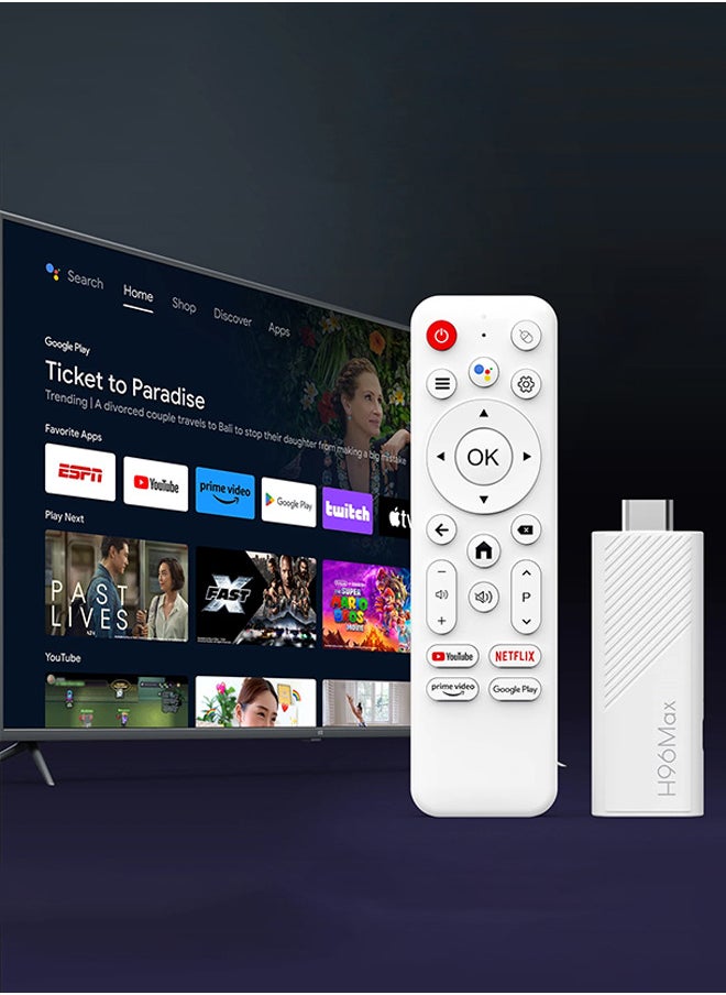 Mini TV Stick Android14 Quad Core Wifi6 BT5.0 4K@60fps ATV Launcher Google Voice Assistant Media Player AI TV Stick,Set Top TV Box(2GB + 16GB)
