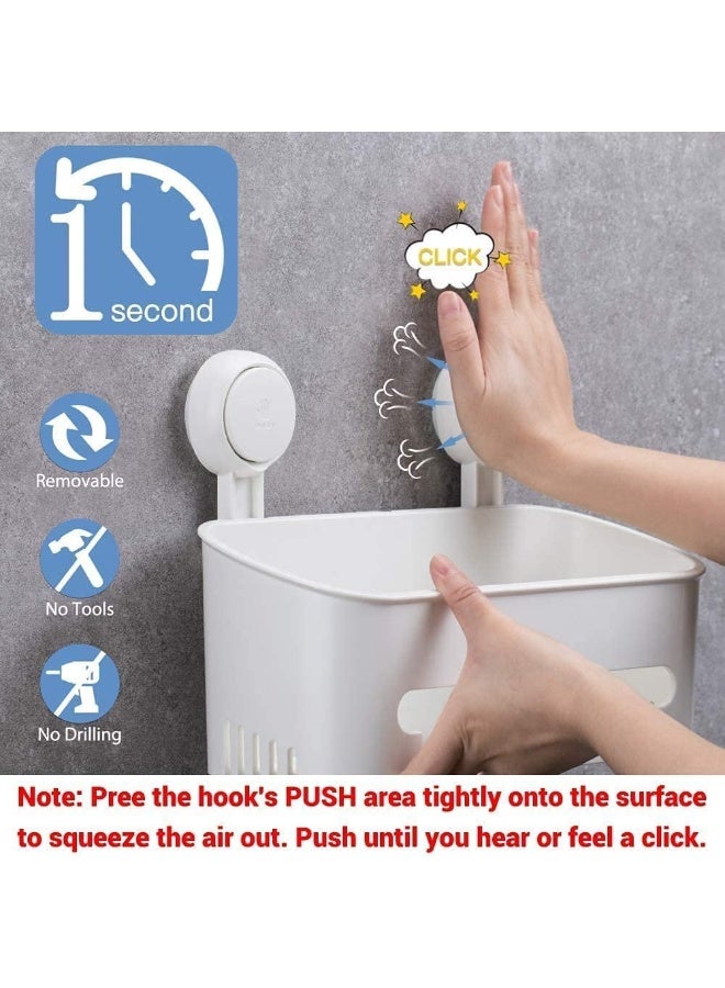 No Drilling Suction Cup Shower Caddy, Reusable Wall Mount Bathroom Storage Basket with Drainage Design, Holds Up to 10KG for Shower & Kitchen Use - Image 3