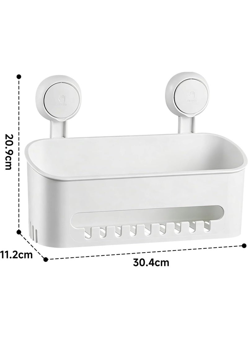 No Drilling Suction Cup Shower Caddy, Reusable Wall Mount Bathroom Storage Basket with Drainage Design, Holds Up to 10KG for Shower & Kitchen Use - Image 2