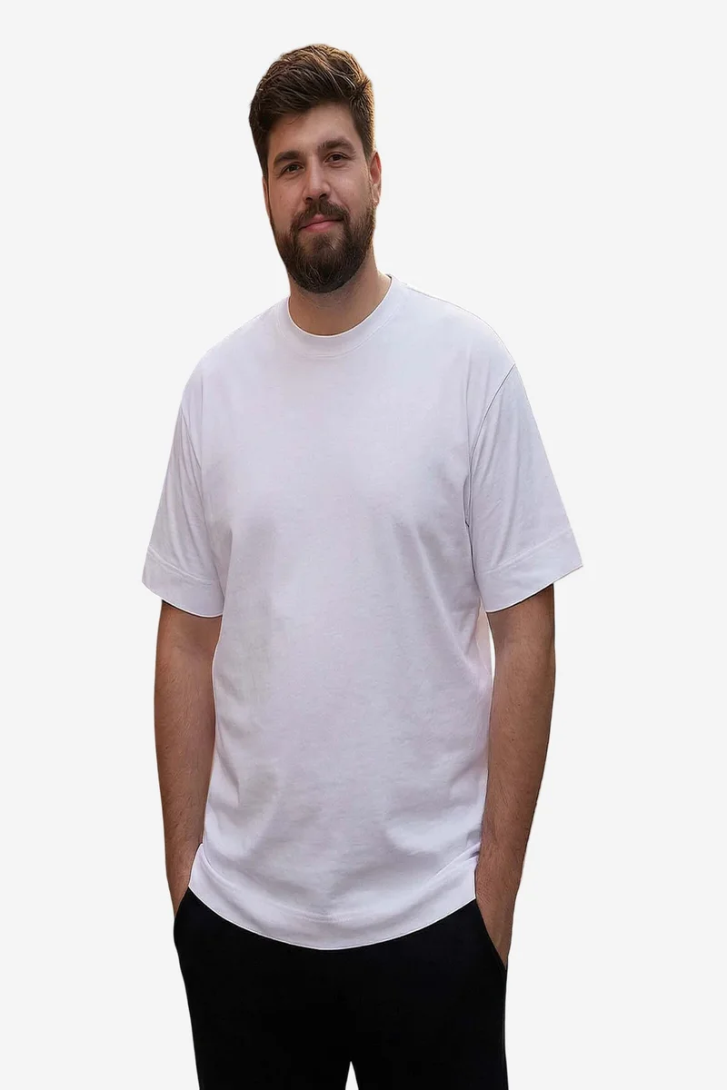 Tommylife White TOMMY Men's Cotton Elastane Crew Neck T-Shirt for Men | Best Price UAE