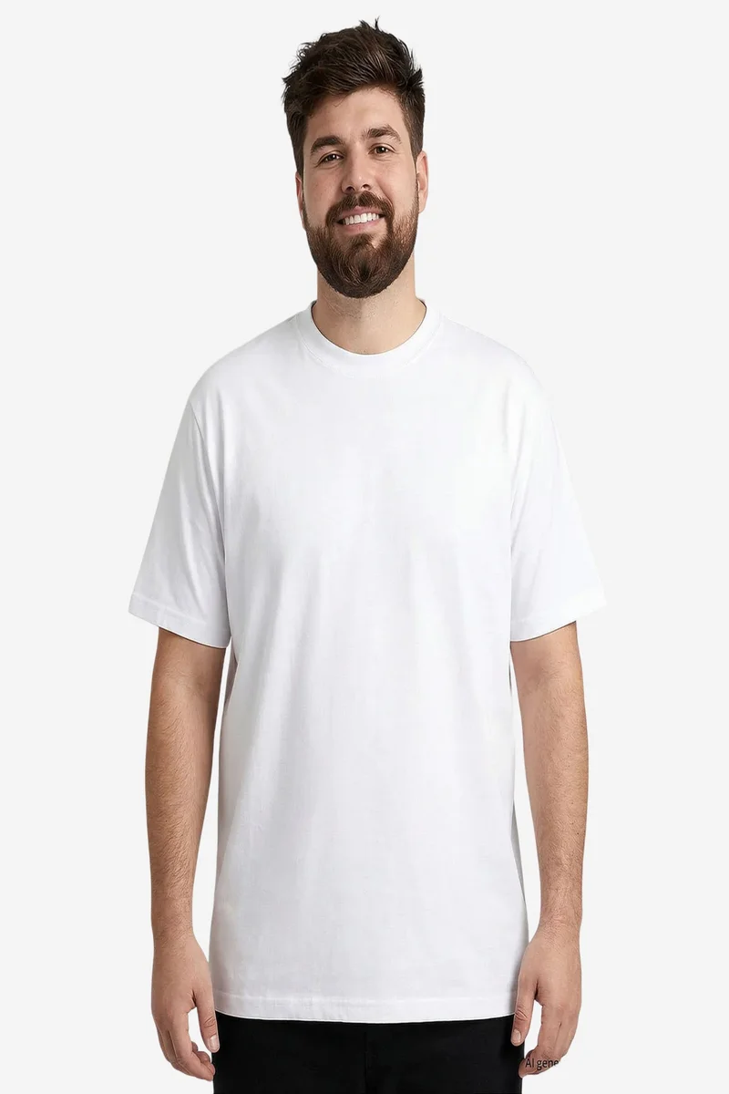 Tommylife White TOMMY Men's Cotton Elastane Crew Neck T-Shirt for Men | Best Price UAE