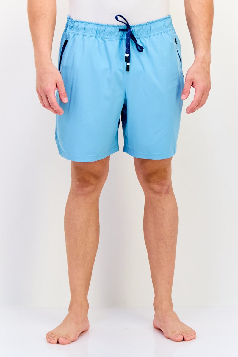 MOTION Men Drawstring Solid Board Shorts, Marina Blue - Image 1