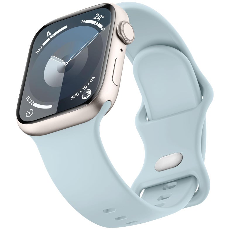 Mugust Sport Bands Compatible with Apple Watch Band 41mm 40mm 38mm Soft Silicone Correa Wristband Replacement Strap Compatible for Apple Watch SE2 SE Series 9 8 7 6 5 4 3 Women Men Light Turquoise - Image 3