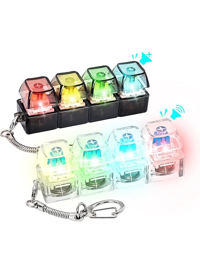 2 Pcs Keyboard Fidget Toy, Loud & Silent Fidget Keychain with LED Lights, Stress Relief Clicker Fidget Keyboard, Boost Focus and Calm Anxiety for Library Office Home - Image 1