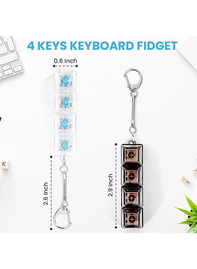 2 Pcs Keyboard Fidget Toy, Loud & Silent Fidget Keychain with LED Lights, Stress Relief Clicker Fidget Keyboard, Boost Focus and Calm Anxiety for Library Office Home - Image 2