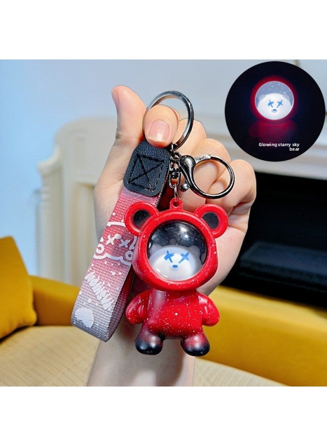 Luminous Backpack Keychain Trendy Lighted Luminous Starry Sky Astronaut Glossy Doll Car Keychain Small Gift 