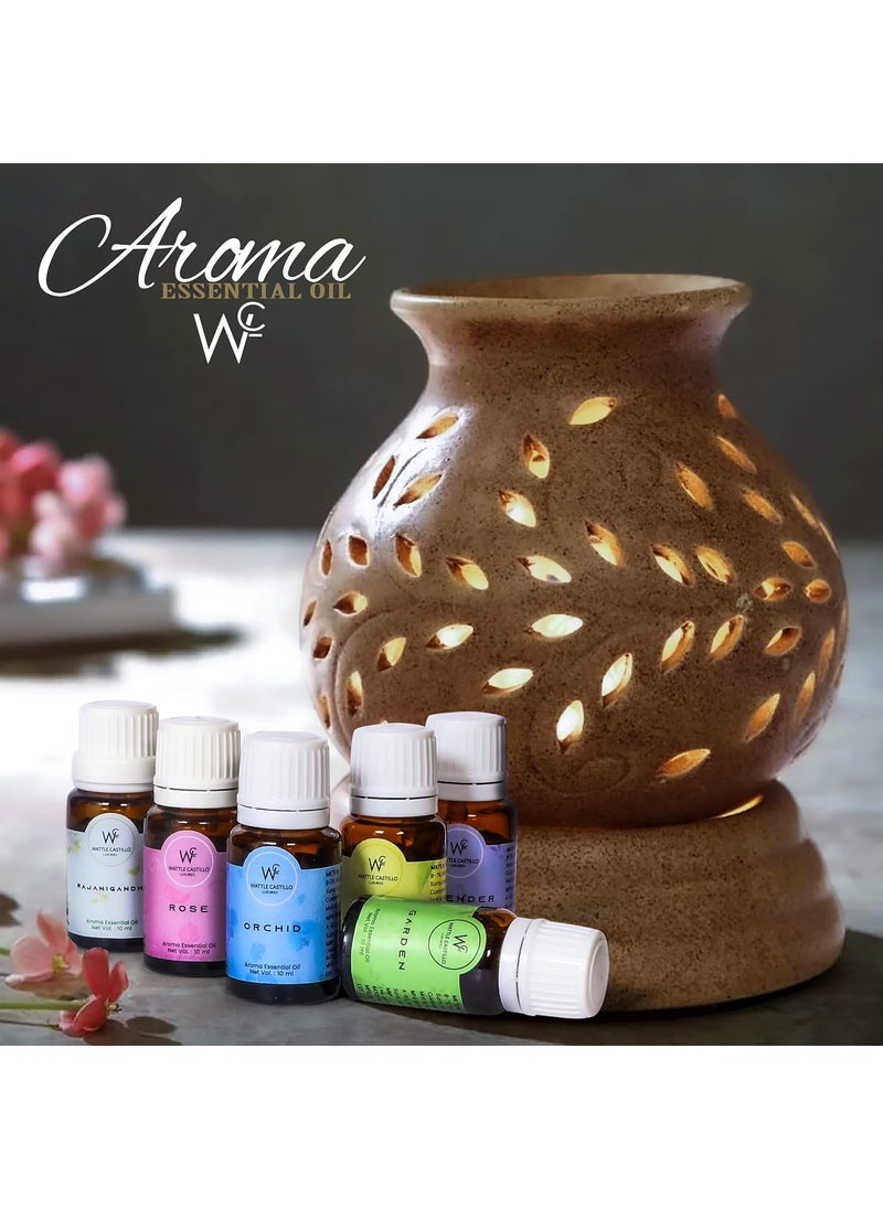 wattle castillo Wattle Castillo Luxuries Aroma Essential Oil Diffuser for Relax Calm Mood Lemon Garden Levender Orchid Rajanigandha and Rose 10ml Each Multicolour Set of 6  - Image 4