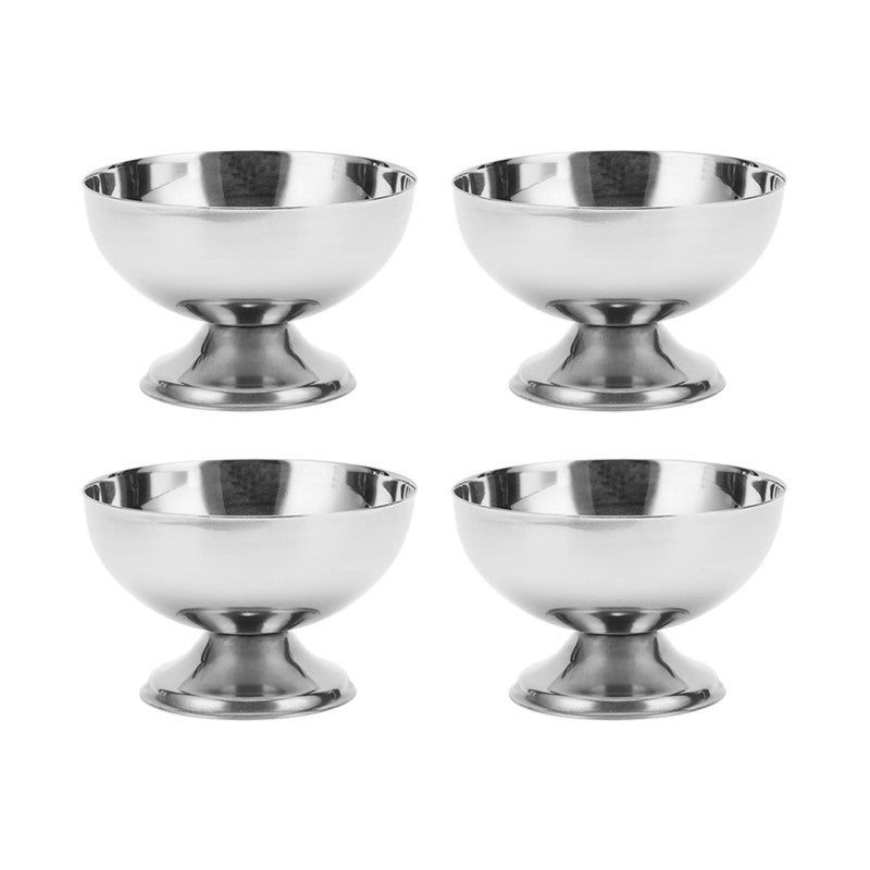 Ice Cream Bowl: 4 Food Grade Stainless Steel Bowls With Stable Anti-slip Bottom - Comes With 4 Forks Dessert Bowl for Home Party Restaurant Outdoor Indoor Use - Image 3