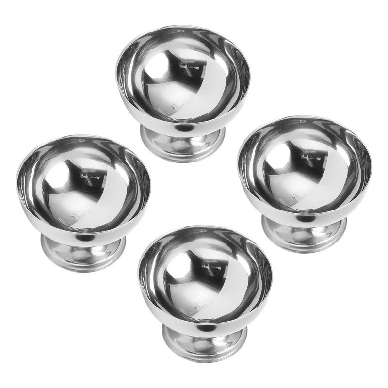 Ice Cream Bowl: 4 Food Grade Stainless Steel Bowls With Stable Anti-slip Bottom - Comes With 4 Forks Dessert Bowl for Home Party Restaurant Outdoor Indoor Use - Image 5
