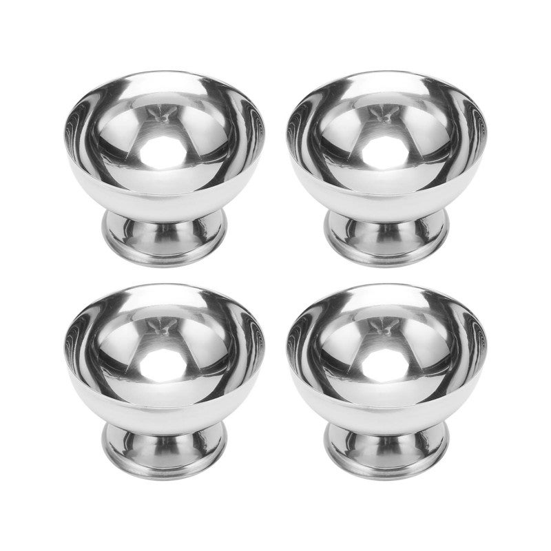 Ice Cream Bowl: 4 Food Grade Stainless Steel Bowls With Stable Anti-slip Bottom - Comes With 4 Forks Dessert Bowl for Home Party Restaurant Outdoor Indoor Use - Image 4