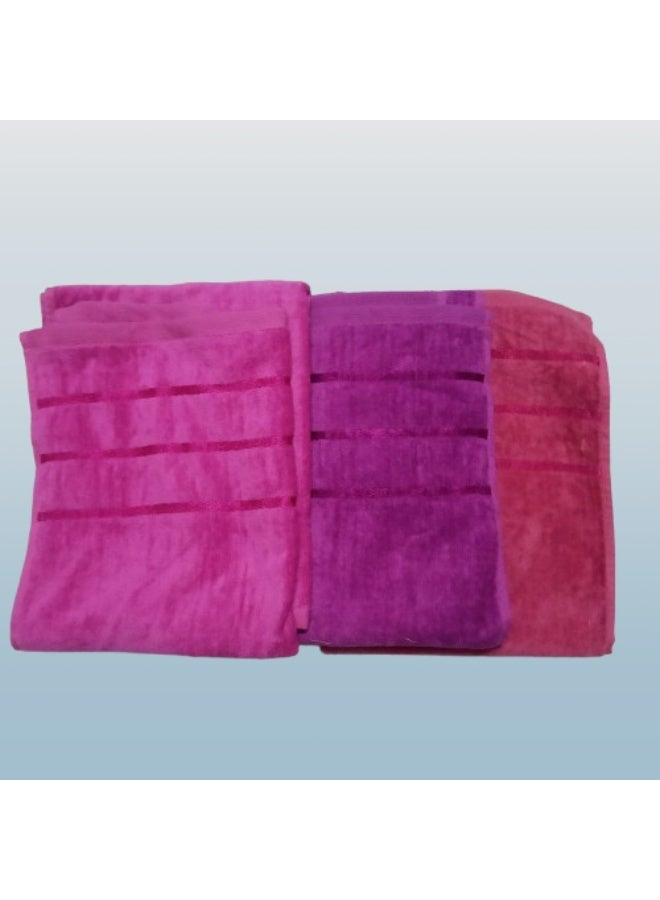 High-quality 3-piece towel set (one side cotton, one side velvet), 50x100 cm - Image 1