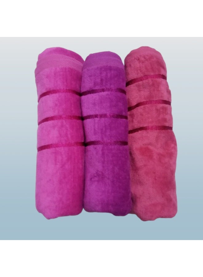 High-quality 3-piece towel set (one side cotton, one side velvet), 50x100 cm - Image 2