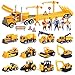Oriate 28pcs Construction Toys for Kids 12pcs Mini Diecast Construction Vehicles Toy with Flatbed Transport Trailer Educational Digger Excavator Bulldozer Forklift Trucks Cake Topper Stickers - Image 2