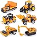 Oriate 28pcs Construction Toys for Kids 12pcs Mini Diecast Construction Vehicles Toy with Flatbed Transport Trailer Educational Digger Excavator Bulldozer Forklift Trucks Cake Topper Stickers - Image 4