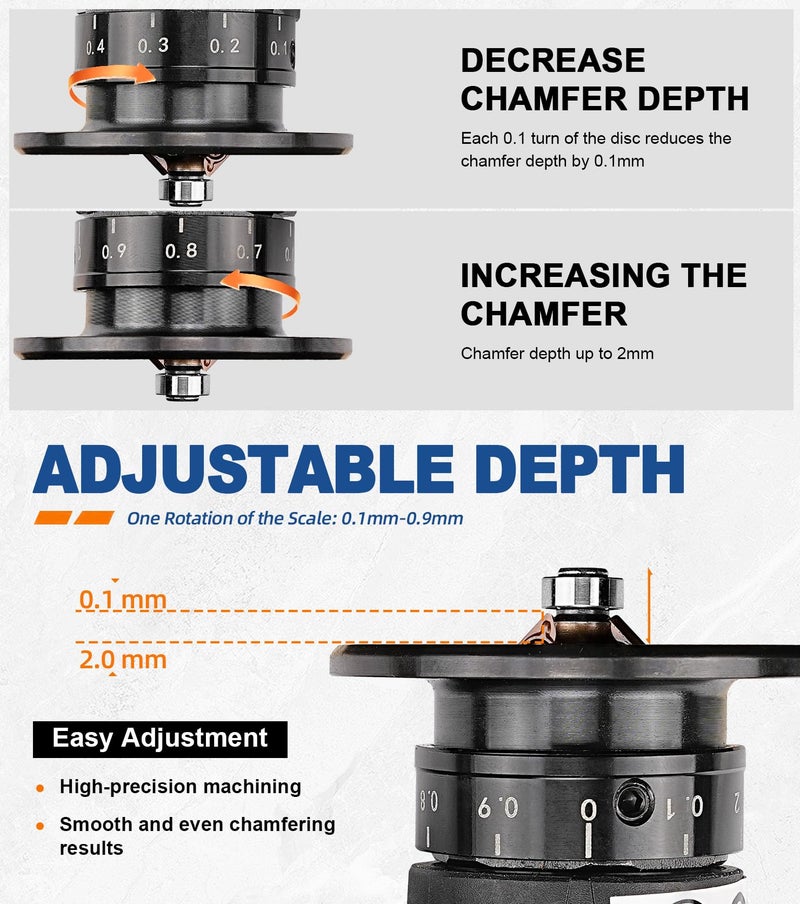SI FANG Portable Pneumatic Chamfer Tool, for Metal Chamfering Deburring Trimming Beveling, Ultra Light Handheld Mini Air Beveler, with Carbide Blade Inserts and Bearing - Image 5
