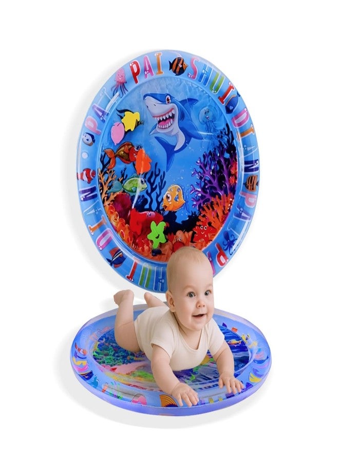 Mashes inch Baby Kids Water Play Mat Toys Inflatable Tummy Time Leak Proof Water Play Mat, Fun Activity Play Centre Indoor and Outdoor Water Play Mat for Baby (Blue) (Round) - Image 1