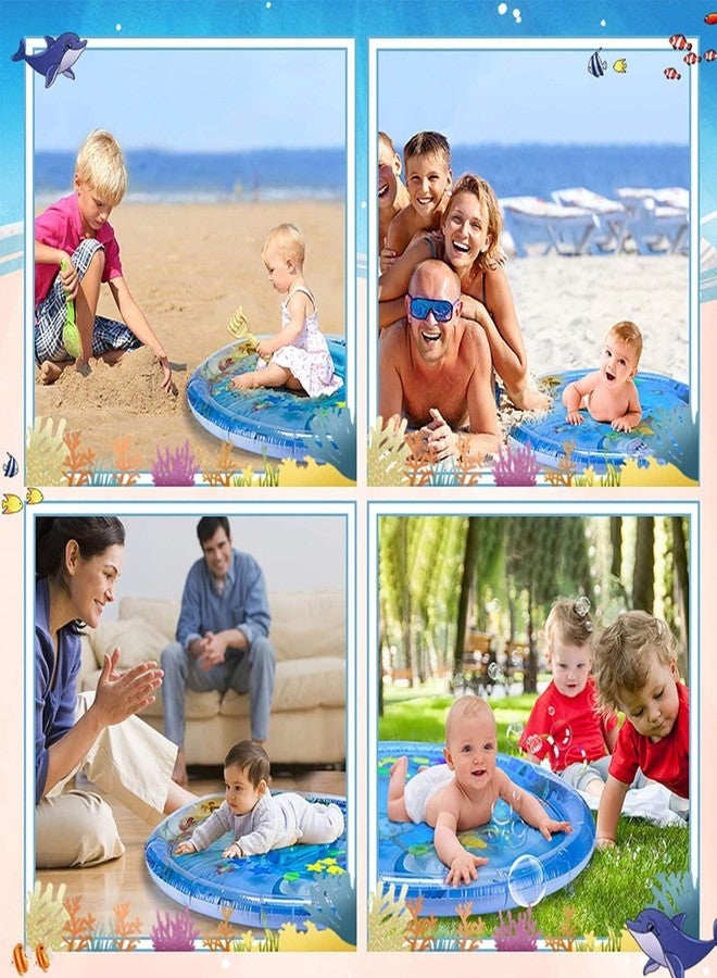Mashes inch Baby Kids Water Play Mat Toys Inflatable Tummy Time Leak Proof Water Play Mat, Fun Activity Play Centre Indoor and Outdoor Water Play Mat for Baby (Blue) (Round) - Image 5