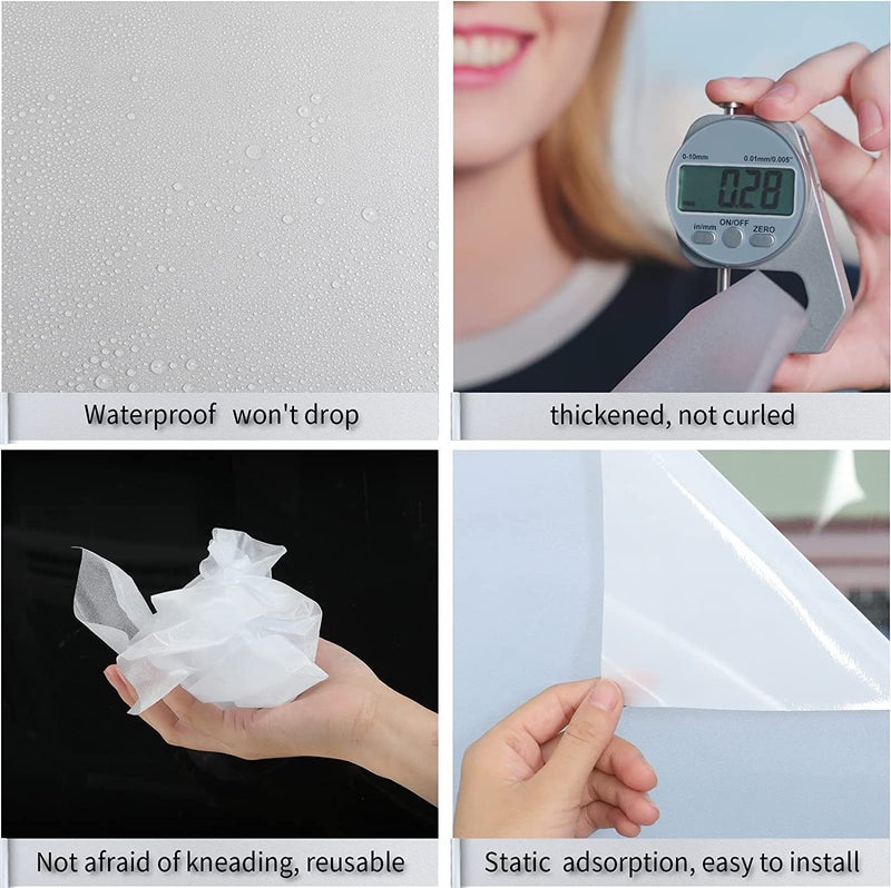 HAPPYMATES Pure Frosted Glass Window FilmWindow Privacy Film Window Tinting Film for HomeStatic Window Clings Blackout Sun Blocking Heat Control Privacy Protection 20 X 40 Inch - Image 5