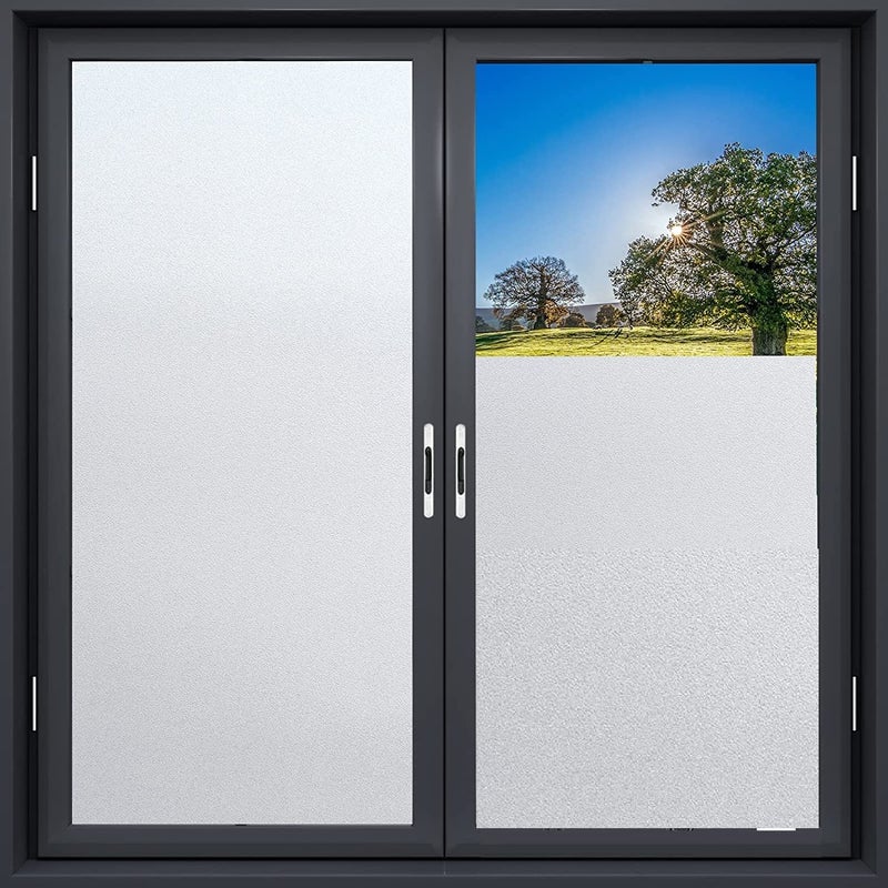 HAPPYMATES Pure Frosted Glass Window FilmWindow Privacy Film Window Tinting Film for HomeStatic Window Clings Blackout Sun Blocking Heat Control Privacy Protection 20 X 40 Inch - Image 1