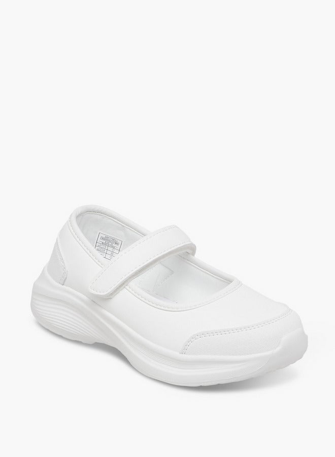 Dash Girls Solid School Shoes with Hook and Loop Closure - Image 2
