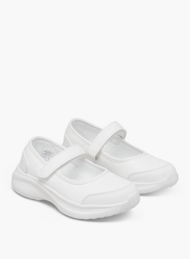 Dash Girls Solid School Shoes with Hook and Loop Closure - Image 3