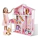 Doloowee Wooden Dollhouse for Girls Modern Doll House with 31Pcs Furniture Accessories DIY Pretend Play Toys with 4 Dolls Figure and 1 Puppy Gift for Kids Ages 3 - Image 2