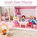Doloowee Wooden Dollhouse for Girls Modern Doll House with 31Pcs Furniture Accessories DIY Pretend Play Toys with 4 Dolls Figure and 1 Puppy Gift for Kids Ages 3 - Image 4