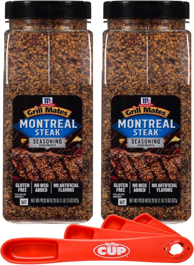By The Cup McCormick Grill Mates, Montreal Steak Seasoning, 29 oz (Pack of 2) with By The Cup Swivel Spoons - Image 1