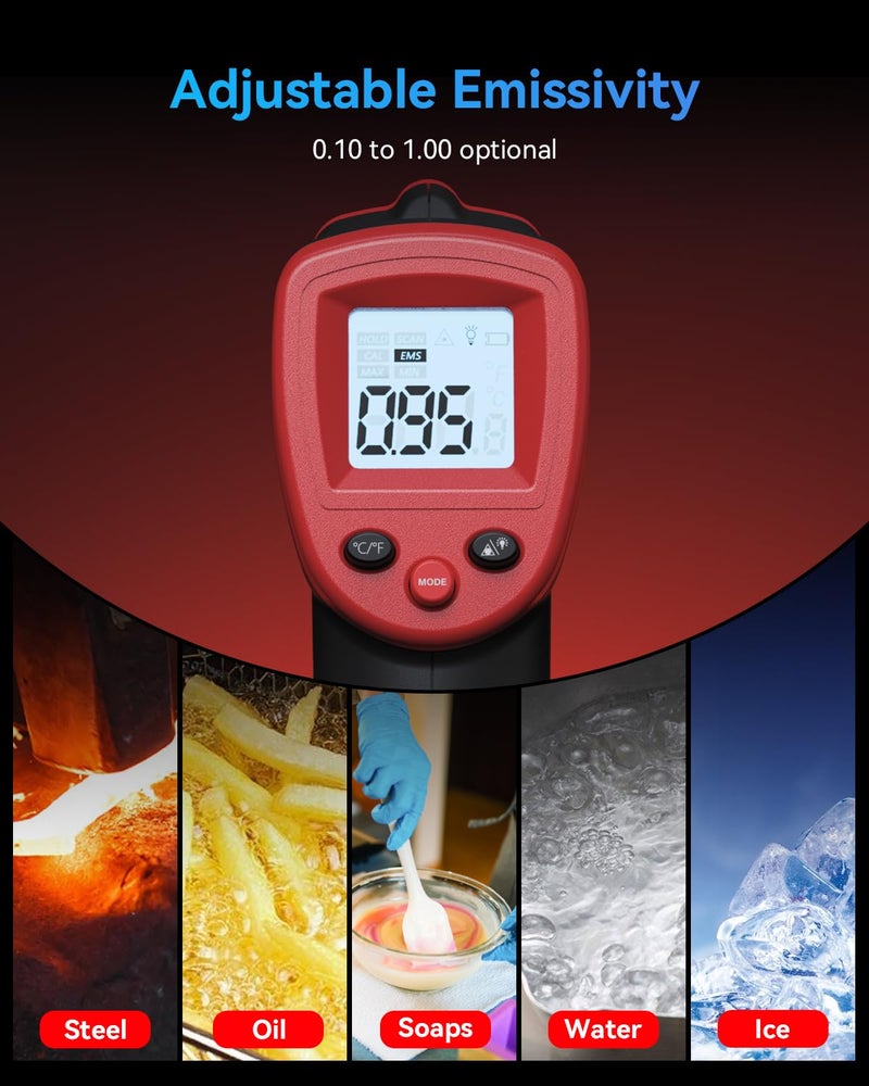 Wintact Infrared Thermometer Temperature Gun -58℉ to 1094℉, Digital IR Heat Surface Temp Gun, Non-Contact Laser Thermal Gun for Cooking Food, BBQ, Pizza Oven, Grill, Griddle Accessories - Image 5