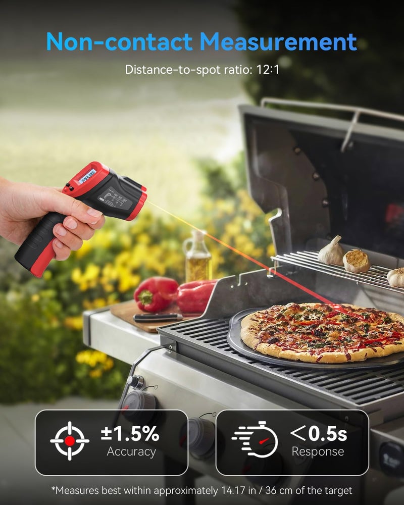 Wintact Infrared Thermometer Temperature Gun -58℉ to 1094℉, Digital IR Heat Surface Temp Gun, Non-Contact Laser Thermal Gun for Cooking Food, BBQ, Pizza Oven, Grill, Griddle Accessories - Image 3