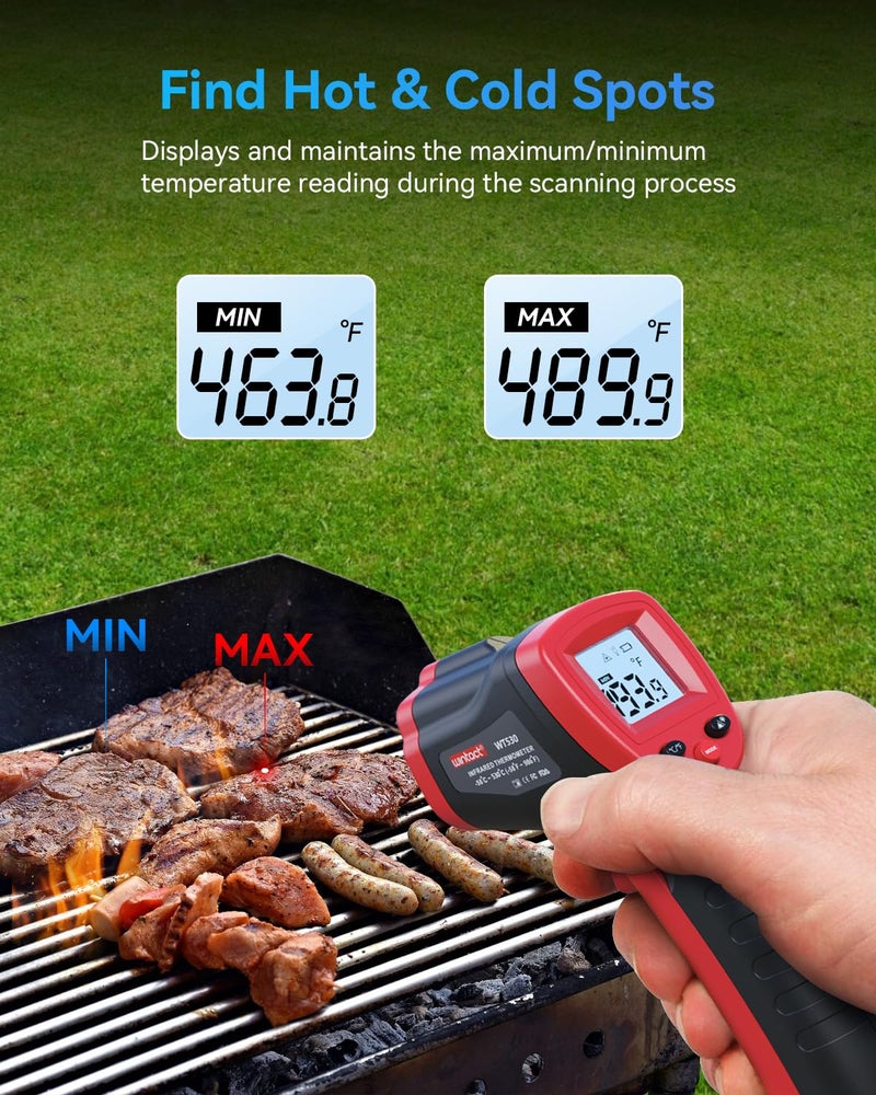 Wintact Infrared Thermometer Temperature Gun -58℉ to 1094℉, Digital IR Heat Surface Temp Gun, Non-Contact Laser Thermal Gun for Cooking Food, BBQ, Pizza Oven, Grill, Griddle Accessories - Image 4
